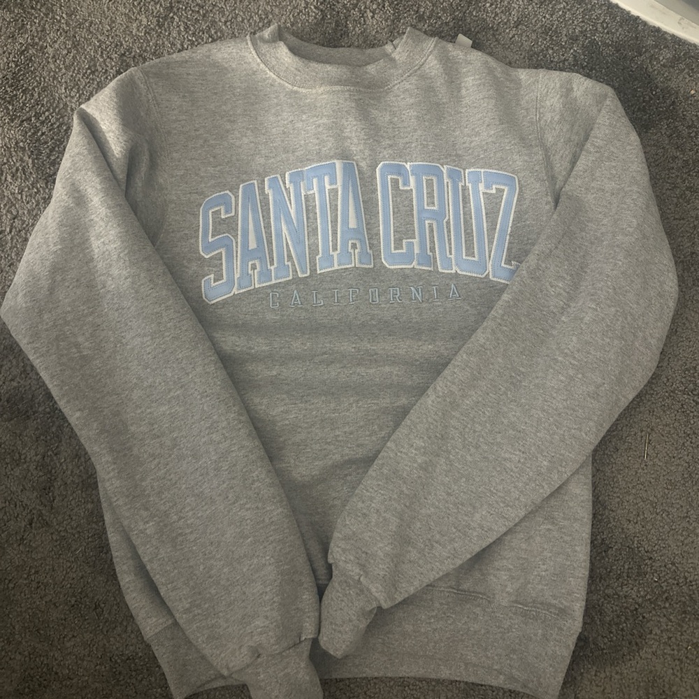 Champion Gray Crew Neck Sweater with Blue Accents